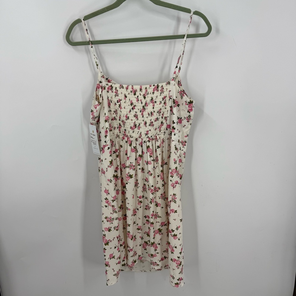 Spiritual Gangster NWT Pink and green floral rose Garden print mini dress XL - Picture 2 of 12